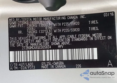 2016 Lexus Rx 450H из США, поврежденный, VIN 2T2BGMCAXGC005654